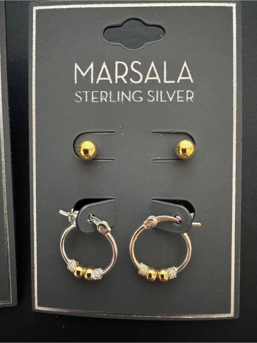 Marsala Two-Pair Sterling Silver Earrings Set in Gold and Silver
